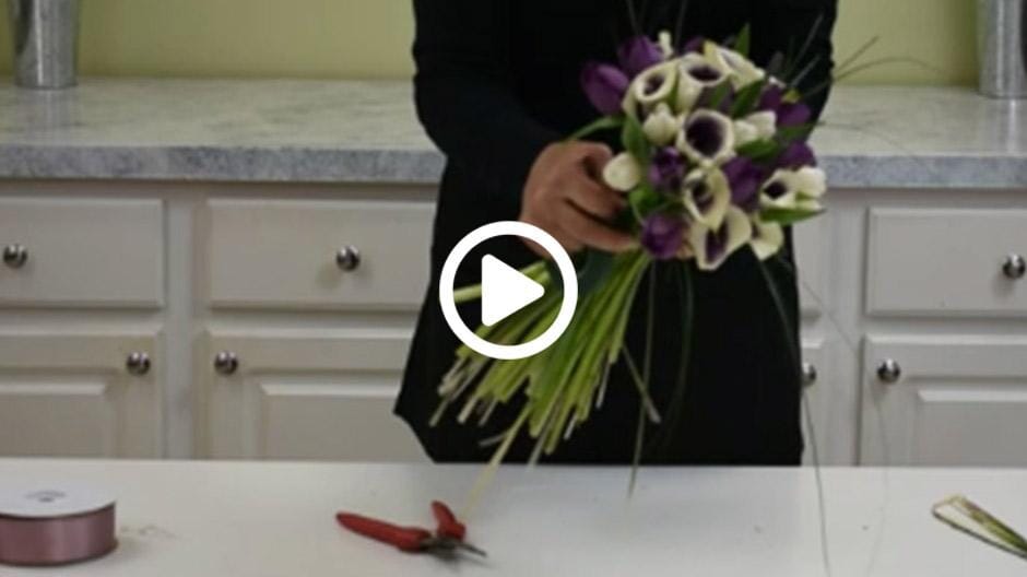 Purple Ribbon Wrap Bouquet