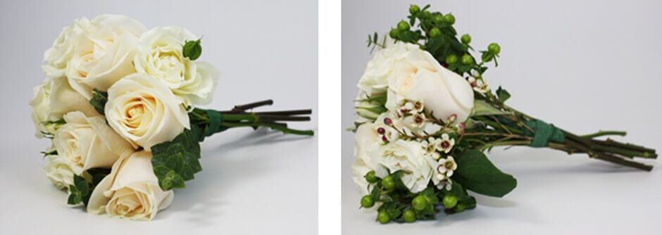 wrapped flowers bouquet with greenery