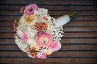 Coral and Pink Bridal Bouquet 