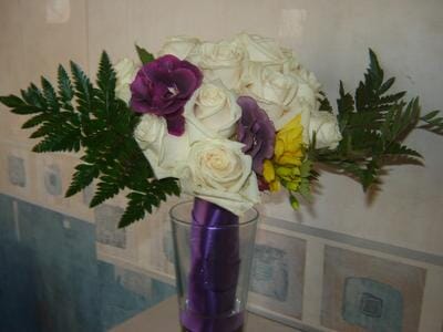 Cream and purple bouquet