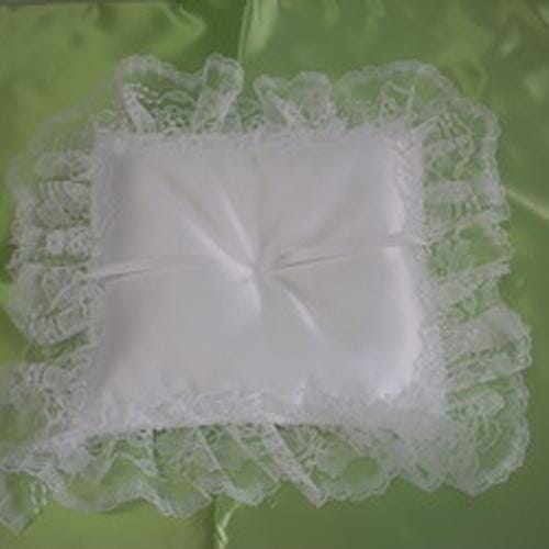 Satin/lace Rectangular Pillow White