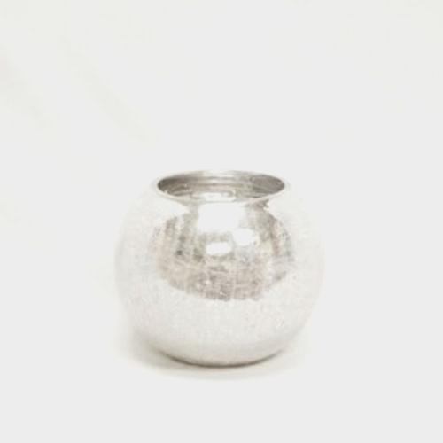 10 Inch Cracked Silver Glass Bubble Bowl Wholesale Blooms By The Box