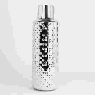 15 Inch H X 3 Inch Silver Textured Round Cylinder
