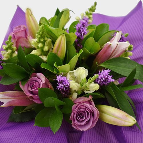Wholesale flowers prices - buy Premium Gift Bouquet Lavender & Pink Cupcake in bulk