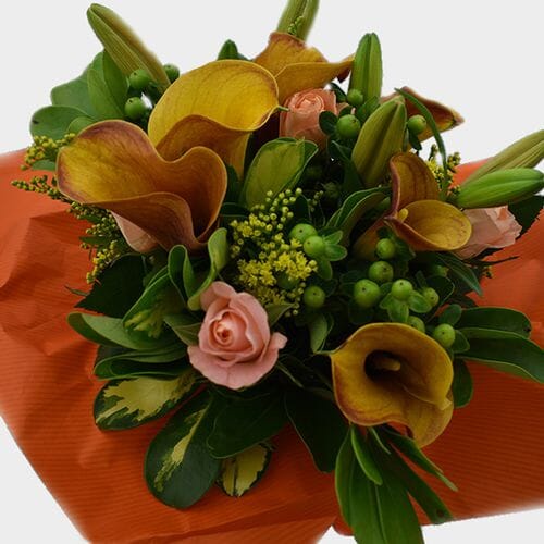 Wholesale flowers prices - buy Premium Gift Bouquet Orange & Yellow Mellow in bulk