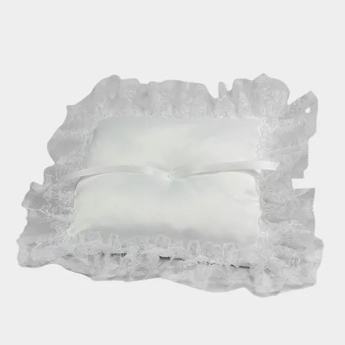 White Satin Square With Lace Trim