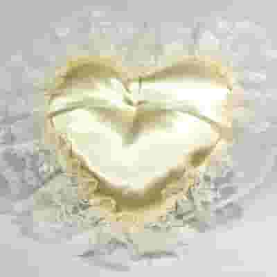 Ivory Satin Heart With Lace Trim