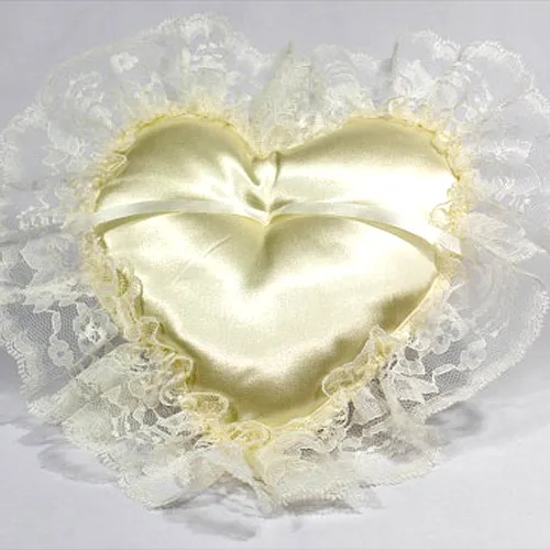 Ivory Satin Heart With Lace Trim
