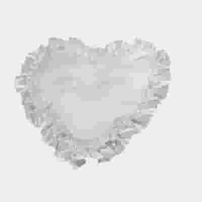 White Satin Heart With Satin Ruffle Trim